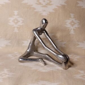 Modern Aluminum Abstract Seated Figure Sculpture - Home Art